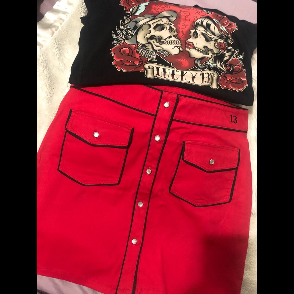 Lucky 13 Rockabilly Vintage Style Mini Skirt L